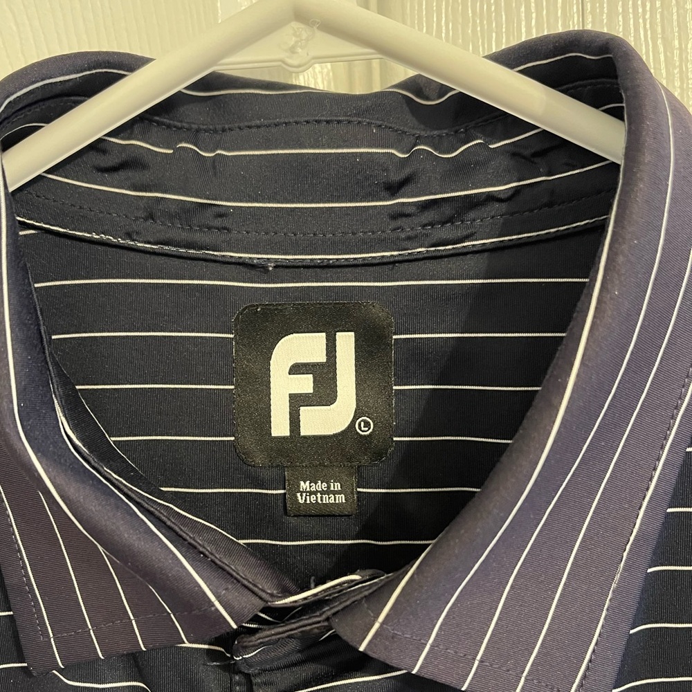 Footjoy Polo Shirt Mens Size L Stripe Golf Performance Stretch - Picture 4 of 7